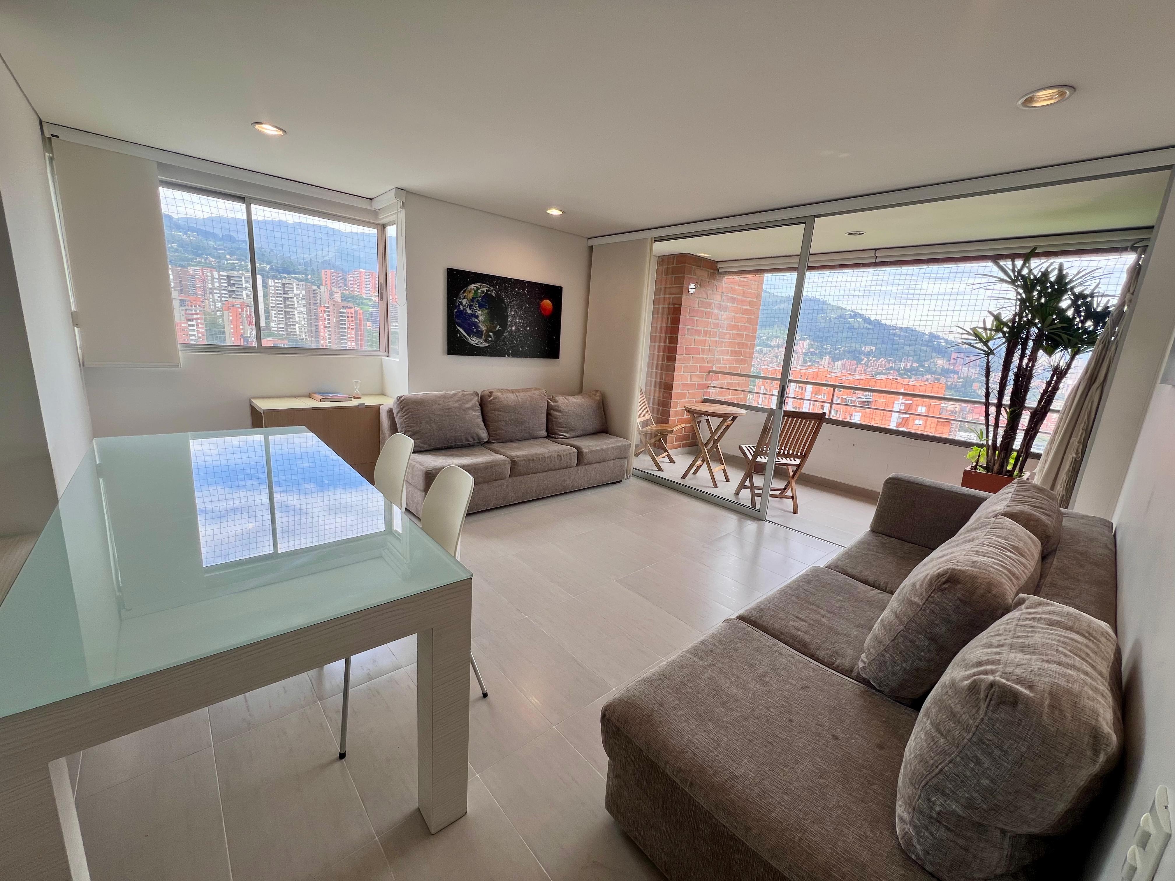 Sleek 2br Envigado Apartment With Private Balcony Workspace #2