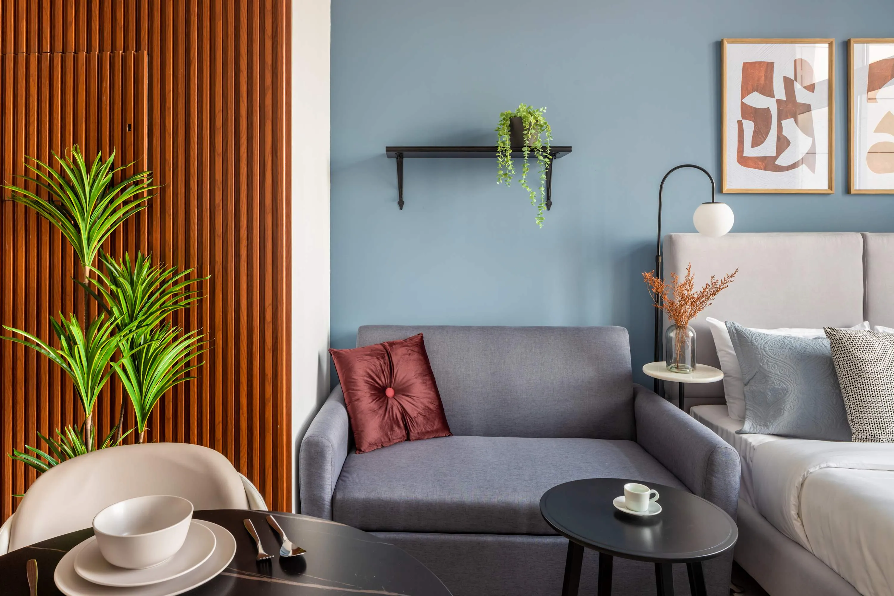 Curated Modern Studio With Home Office Setup In Dubai's Burj Daman Tower #3
