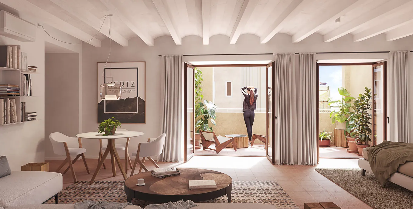 Stylish 50m2 Flat With Dedicated Home Workspace In Barcelona's Central Neighborhood