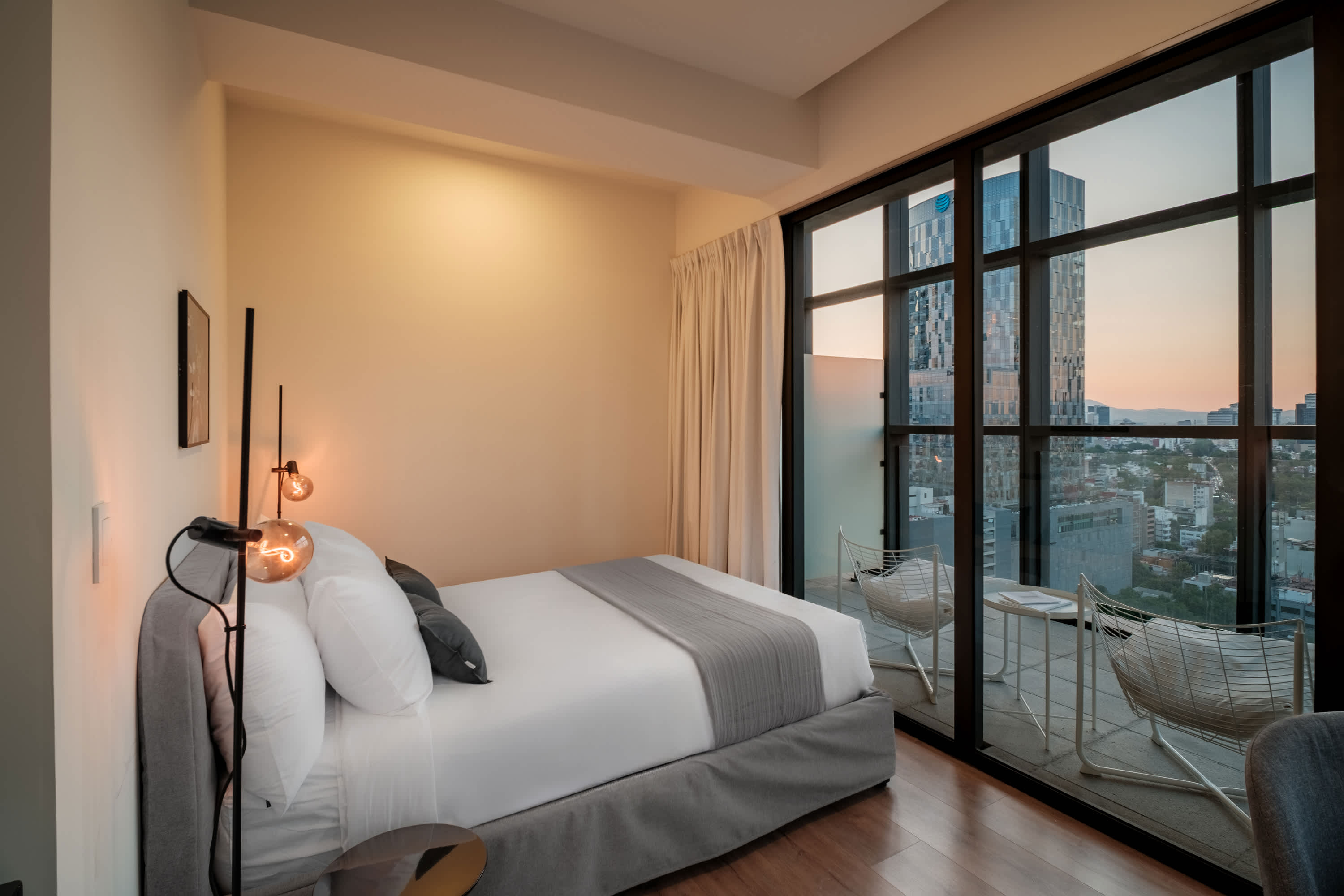 Refined Reforma Flat: Balcony Workspace, Mexico City