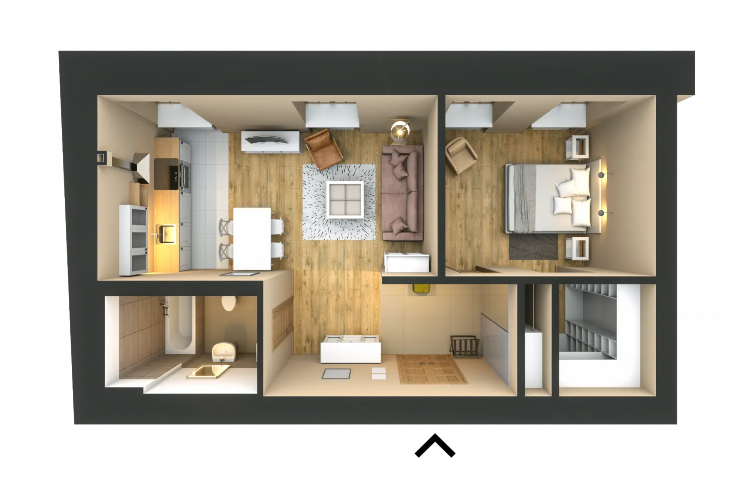 Large One-Bedroom Apartment In Riga With Bathtub And Home Office Space #2