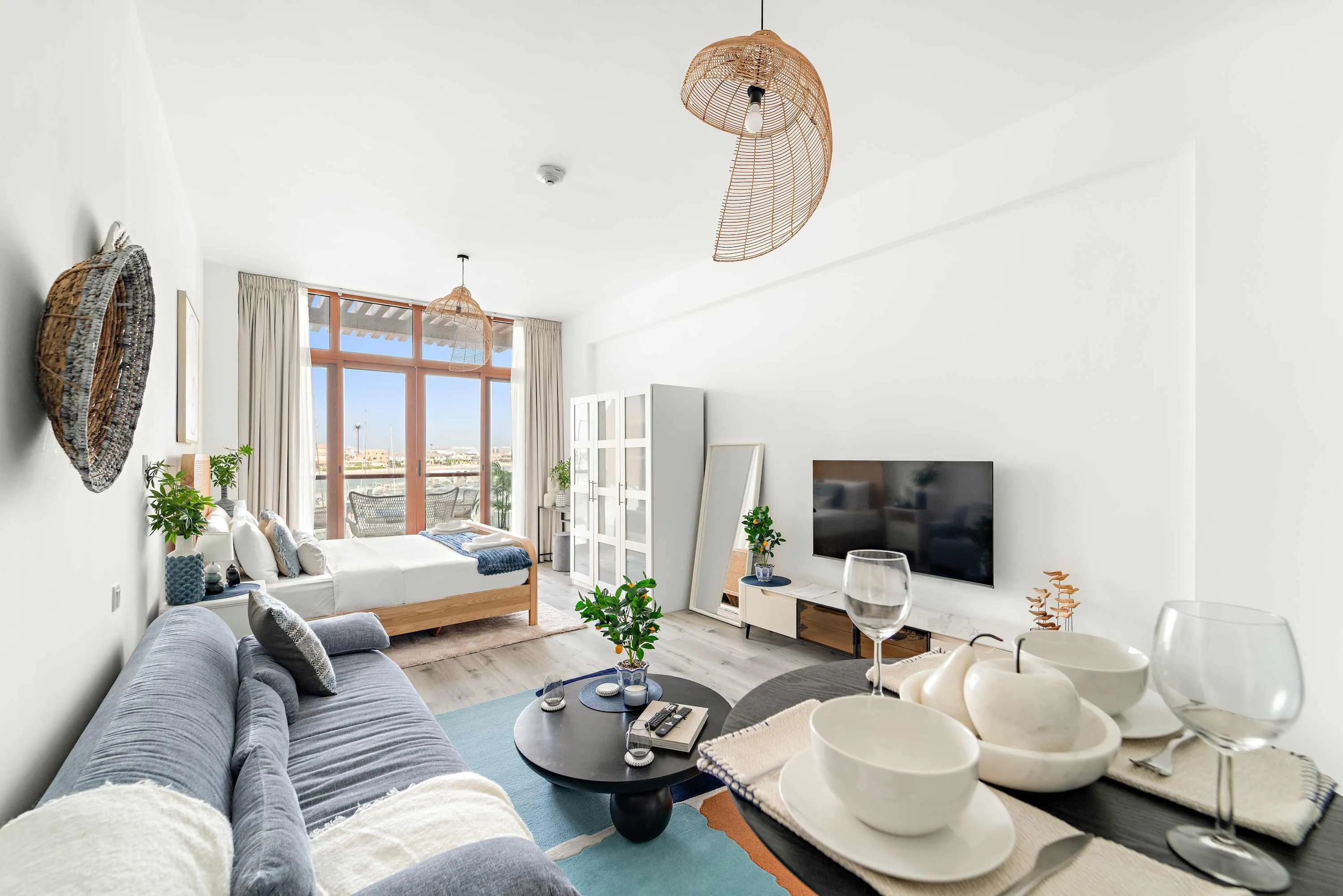 Sleek Dubai Studio With Spacious Home Office And Modern Design Near Palm Jumeirah